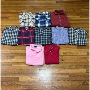 Men’s Button Down Shirt Lot Sz Small Lot of 10 Dress Casual Career Polo Flannel